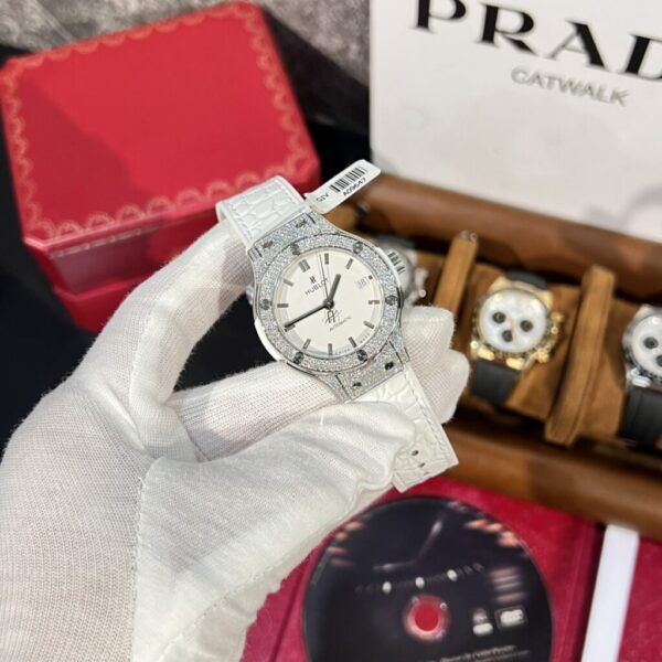 Swiss 1:1 Hublot Replica 11 Watch Classic Fusion Titanium White Dial Full Moissanite Case 38mm - Top Watch - Image 2