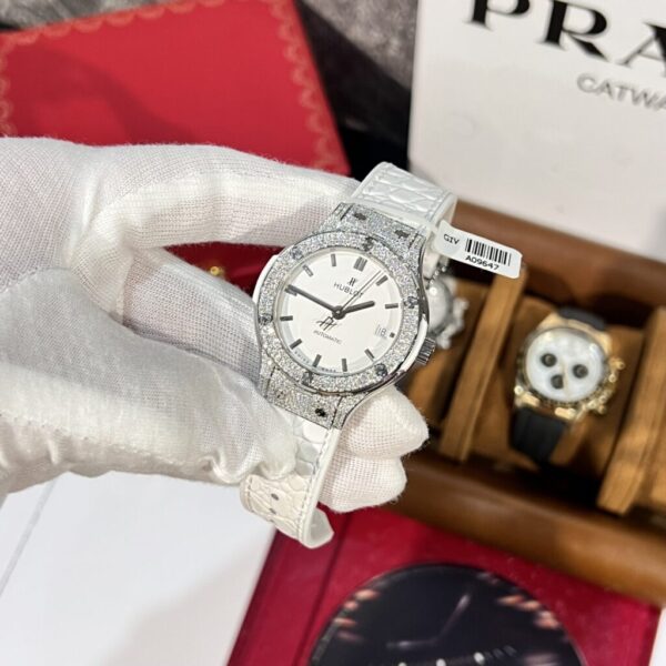 Swiss 1:1 Hublot Replica 11 Watch Classic Fusion Titanium White Dial Full Moissanite Case 38mm - Top Watch - Image 3