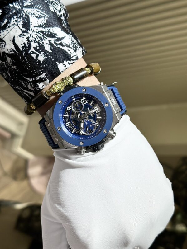 Best Fake Hublot Replica Watch Big Bang Unico Blue Rubber Strap Factory BBF 44mm - Top Watch - Image 5