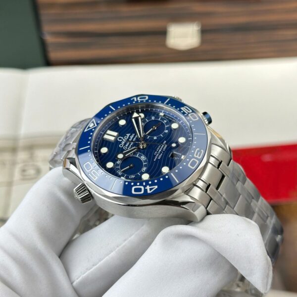Swiss 1:1 Omega Seamaster Diver 300M Chronograph Replica Watch Dial Blue N1 Factory 44mm - Top Watch - Image 6