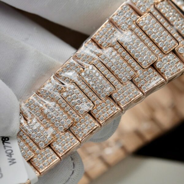Best Fake Patek Philippe Nautilus 5711 Replica Watch Gold Wrapped + Moissanite Diamonds Hong Kong Custom 40mm - Top Watch - Image 12