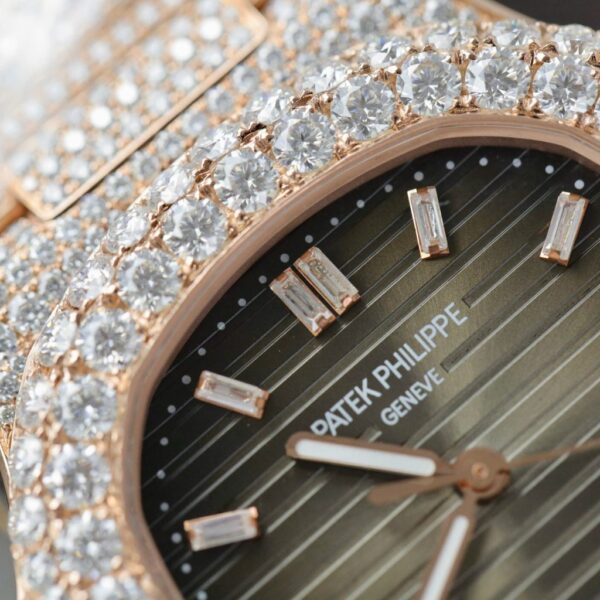 Best Fake Patek Philippe Nautilus 5711 Replica Watch Gold Wrapped + Moissanite Diamonds Hong Kong Custom 40mm - Top Watch - Image 7