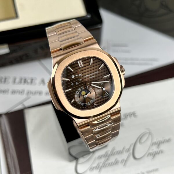 Swiss 1:1 Patek Philippe Nautilus 5712 Chocolate Dial Gold Plated Replica 11 Watch GR 40mm - Top Watch