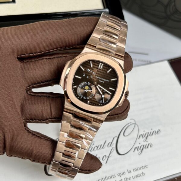 Swiss 1:1 Patek Philippe Nautilus 5712 Chocolate Dial Gold Plated Replica 11 Watch GR 40mm - Top Watch - Image 2