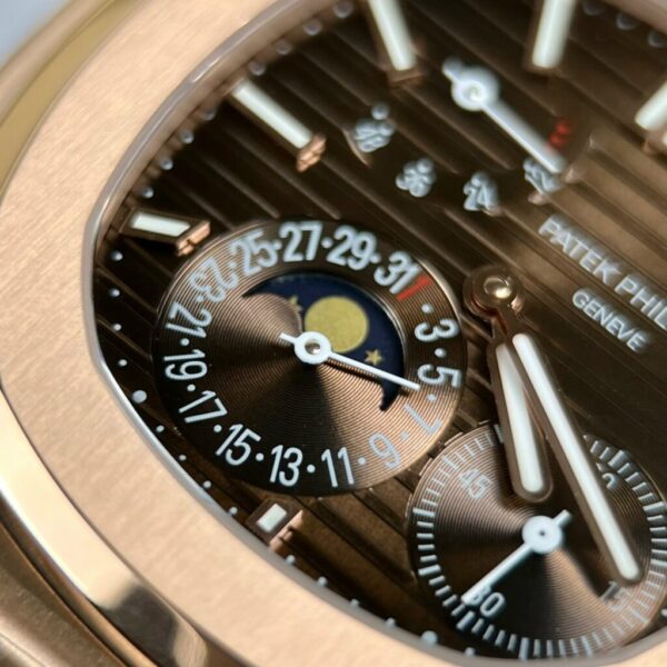 Swiss 1:1 Patek Philippe Nautilus 5712 Chocolate Dial Gold Plated Replica 11 Watch GR 40mm - Top Watch - Image 8