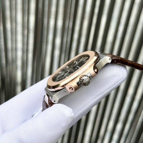 Best Fake Patek Philippe Nautilus 5712 Demi Rose Plated Leather Strap Rep 11 Watch Factory GR 40mm - Top Watch - Image 3