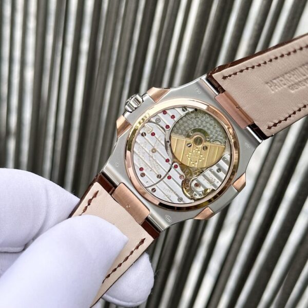 Best Fake Patek Philippe Nautilus 5712 Demi Rose Plated Leather Strap Rep 11 Watch Factory GR 40mm - Top Watch - Image 4