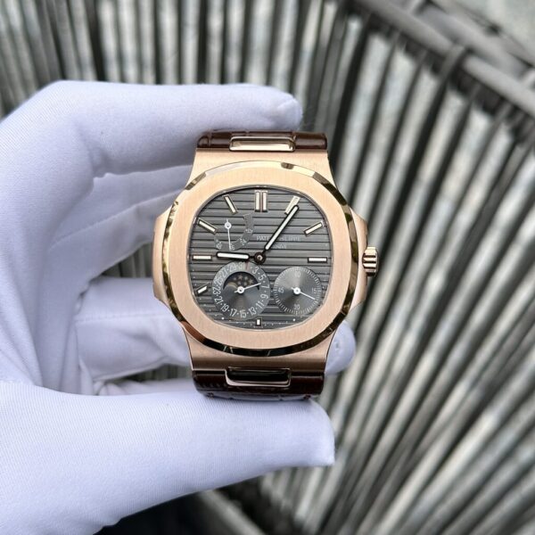Best Fake Patek Philippe Nautilus 5712 Rose Gold Replica Watch Leather Strap Factory GR 40mm - Top Watch - Image 2