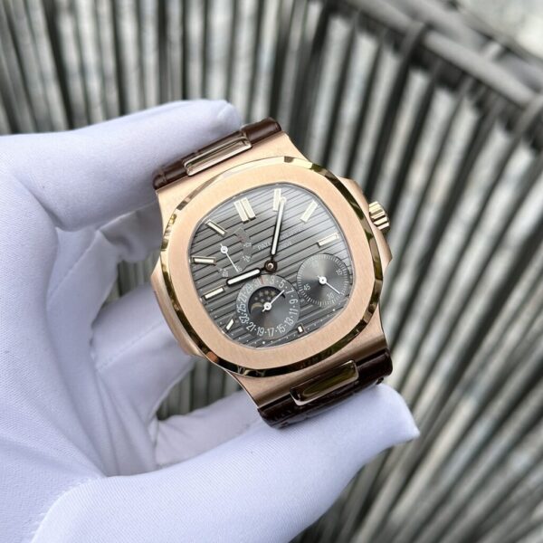 Best Fake Patek Philippe Nautilus 5712 Rose Gold Replica Watch Leather Strap Factory GR 40mm - Top Watch - Image 3