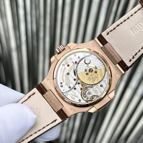 Best Fake Patek Philippe Nautilus 5712 Rose Gold Replica Watch Leather Strap Factory GR 40mm - Top Watch - Image 5