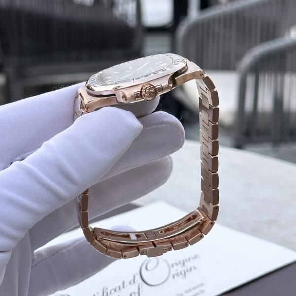 Best Fake Patek Philippe Nautilus 5723 Gold Wrapped With Moissanite Baguette Diamonds 3K 40mm - Top Watch - Image 6