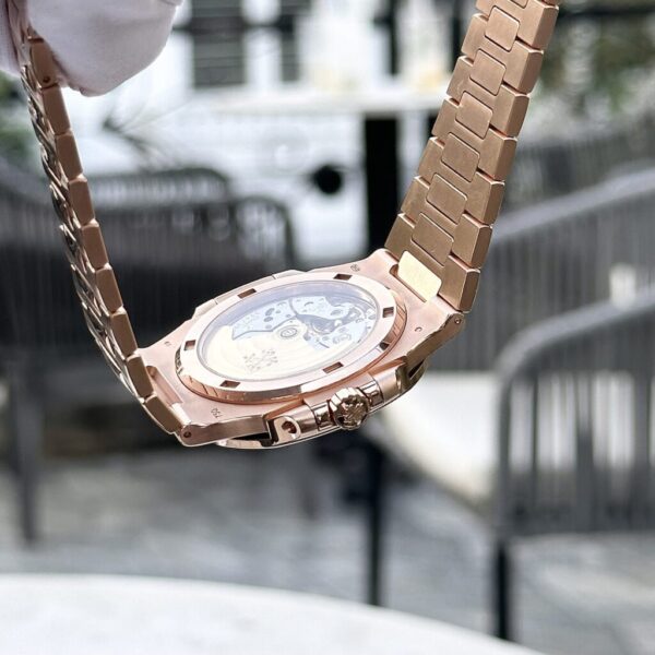 Best Fake Patek Philippe Nautilus 5723 Gold Wrapped With Moissanite Baguette Diamonds 3K 40mm - Top Watch - Image 7
