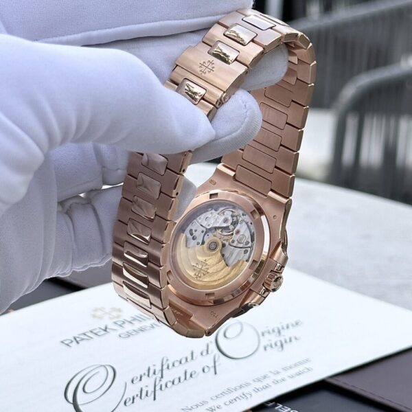 Best Fake Patek Philippe Nautilus 5723 Gold Wrapped With Moissanite Baguette Diamonds 3K 40mm - Top Watch - Image 9