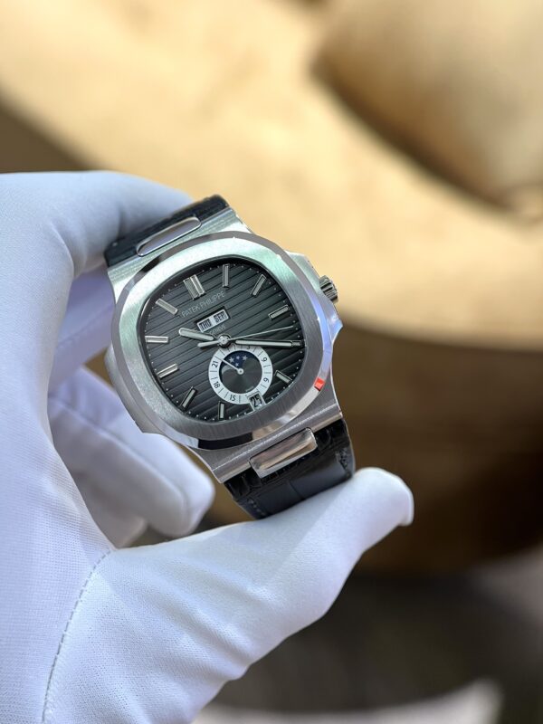 Swiss 1:1 Patek Philippe Nautilus 5726 Replica 1:1 Watch Black Dial Leather Strap Factory PPF 40.5mm - Top Watch - Image 2