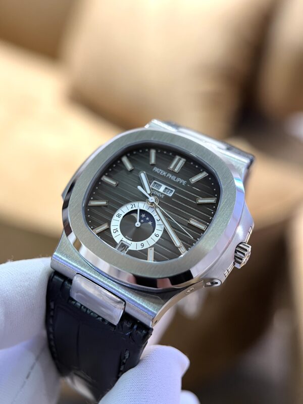 Swiss 1:1 Patek Philippe Nautilus 5726 Replica 1:1 Watch Black Dial Leather Strap Factory PPF 40.5mm - Top Watch - Image 4