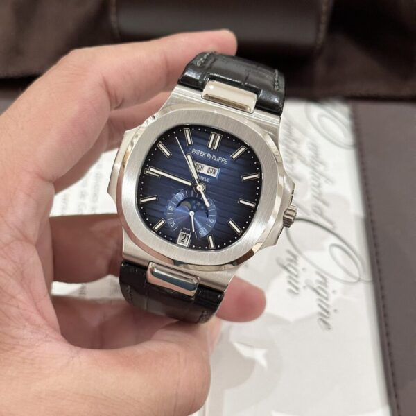 Best Fake Patek Philippe Nautilus 5726 Replica 1:1 Watch Blue Dial Leather Strap GRF 40.5mm - Top Watch - Image 4