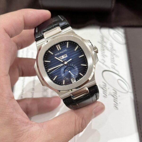 Best Fake Patek Philippe Nautilus 5726 Replica 1:1 Watch Blue Dial Leather Strap GRF 40.5mm - Top Watch - Image 5