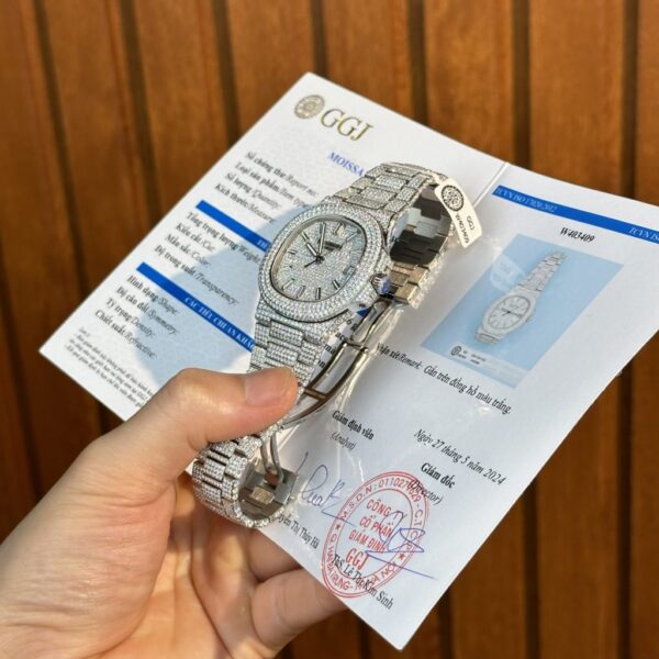 Swiss 1:1 Patek Philippe Replica 1:1 Watch Nautilus 5719 Full Diamond Moissanite Hong Kong 40mm - Top Watch - 图片 4