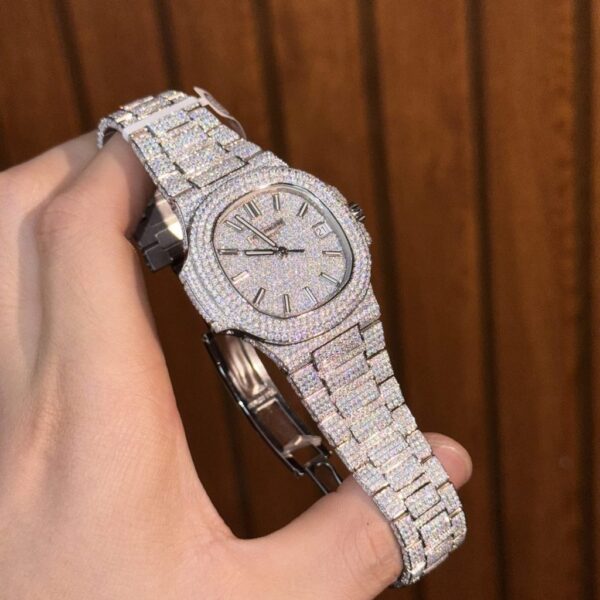 Swiss 1:1 Patek Philippe Replica 1:1 Watch Nautilus 5719 Full Diamond Moissanite Hong Kong 40mm - Top Watch - 图片 6