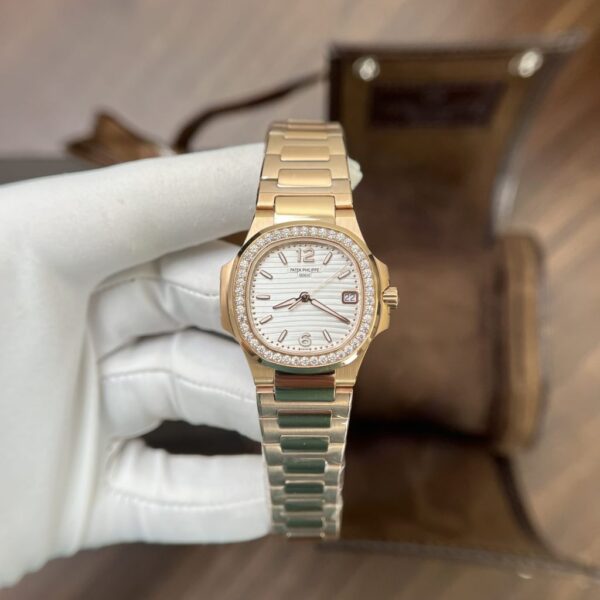 Best Fake Patek Philippe Replica 11 Watch Nautilus 7010 Rose Gold With Stone Metal Strap 32mm - Top Watch - Image 2
