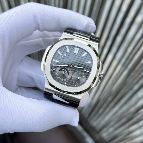 Swiss 1:1 Patek Philippe Replica 1:1 Watch 5712 Gray Dial Leather Strap GRF 40mm - Top Watch - Image 3
