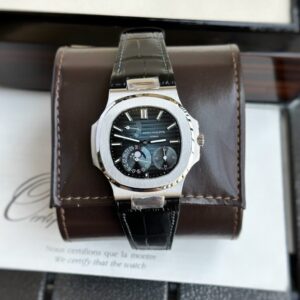 Best Fake Patek Philippe Replica 11 Watch Nautilus 5712 Leather Strap Blue Black Dial GR Factory 40mm - Top Watch