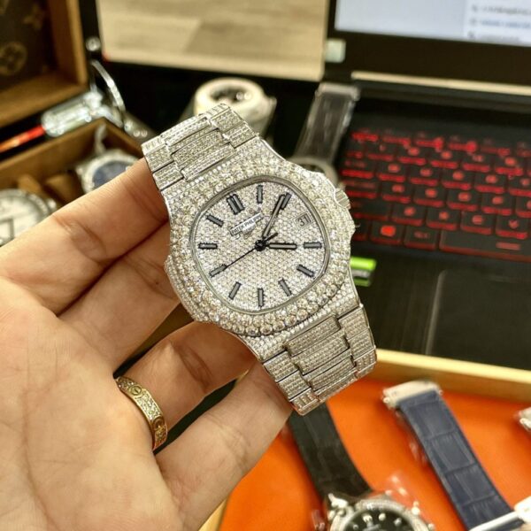 Swiss 1:1 Patek Philippe Replica Watches Nautilus 5719 Full Diamonds PPF 40mm - Top Watch