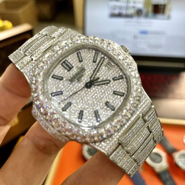 Swiss 1:1 Patek Philippe Replica Watches Nautilus 5719 Full Diamonds PPF 40mm - Top Watch - Image 2