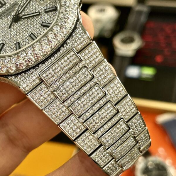 Swiss 1:1 Patek Philippe Replica Watches Nautilus 5719 Full Diamonds PPF 40mm - Top Watch - Image 6