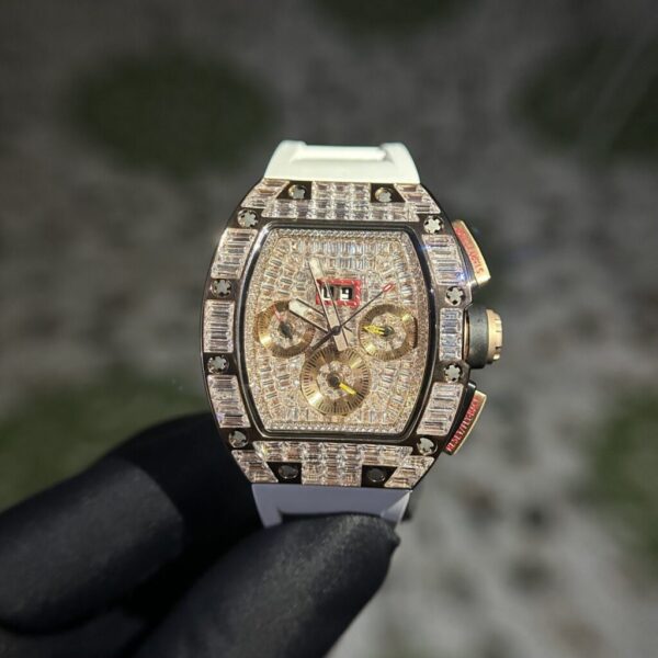 Swiss 1:1 Richard Mille Replica 1:1 Watch RM011 With Full Diamond Rubber Strap 44mm - Top Watch