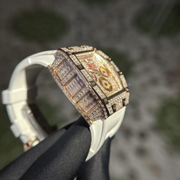 Swiss 1:1 Richard Mille Replica 1:1 Watch RM011 With Full Diamond Rubber Strap 44mm - Top Watch - Image 5
