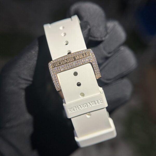 Swiss 1:1 Richard Mille Replica 1:1 Watch RM011 With Full Diamond Rubber Strap 44mm - Top Watch - Image 7