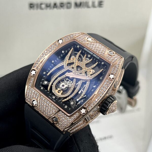 Best Fake Richard Mille RM 19-01 Rose Gold With Diamonds Replica 11 Watch Spider 42MM - Top Watch - Image 4