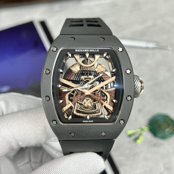 Swiss 1:1 Richard Mille RM47 Best Fake Replica Watch Black Rubber Strap Samurai Dial 42.7mm - Top Watch - Image 2