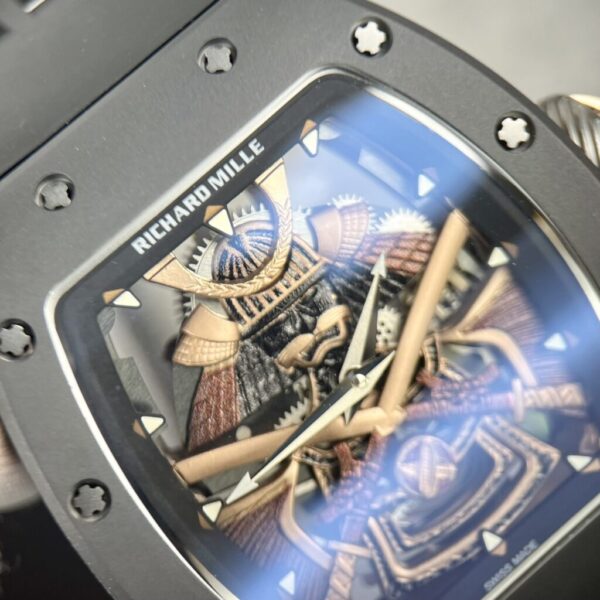 Swiss 1:1 Richard Mille RM47 Best Fake Replica Watch Black Rubber Strap Samurai Dial 42.7mm - Top Watch - Image 3