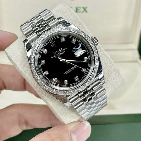 Best Fake Rolex DateJust Black Dial Metal Strap Best Fake Replica Watch EW Factory 41mm - Top Watch