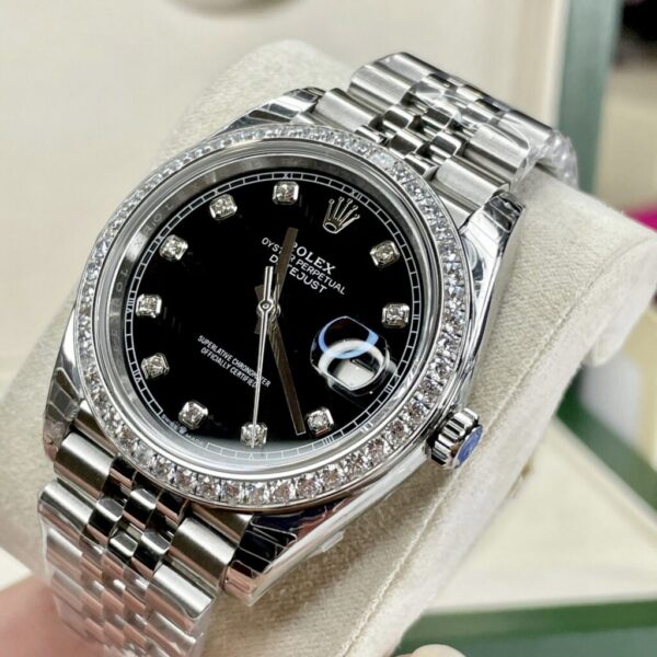 Best Fake Rolex DateJust Black Dial Metal Strap Best Fake Replica Watch EW Factory 41mm - Top Watch - Image 2
