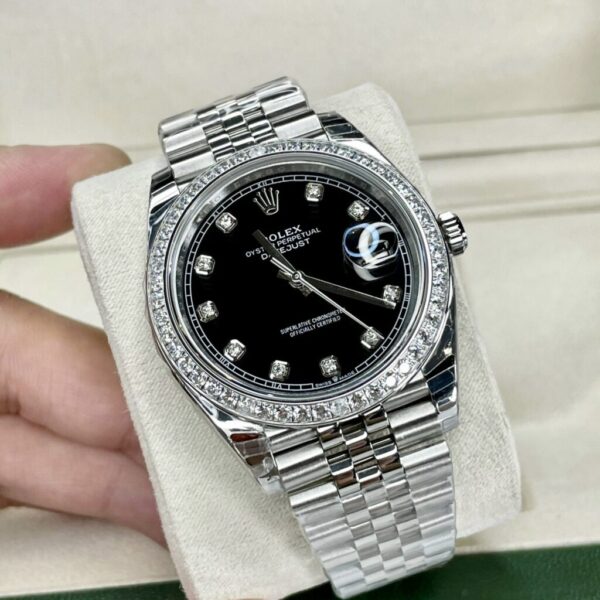 Best Fake Rolex DateJust Black Dial Metal Strap Best Fake Replica Watch EW Factory 41mm - Top Watch - Image 3