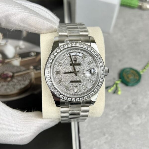 Swiss 1:1 Rolex Day-Date Best Fake Replica Watch Full Swarovski Crystal 40mm - Top Watch