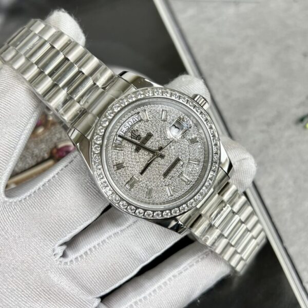Swiss 1:1 Rolex Day-Date Best Fake Replica Watch Full Swarovski Crystal 40mm - Top Watch - Image 2