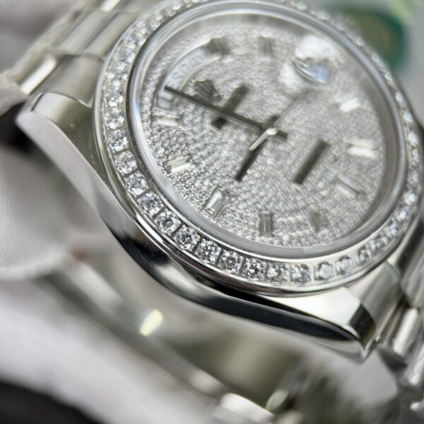 Swiss 1:1 Rolex Day-Date Best Fake Replica Watch Full Swarovski Crystal 40mm - Top Watch - Image 4