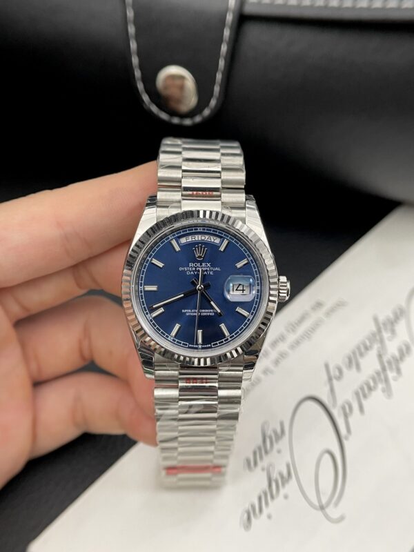 Replica Rolex Day-Date High Quality Replica Blue Dial Metal Strap EW Factory 40mm - Top Watch