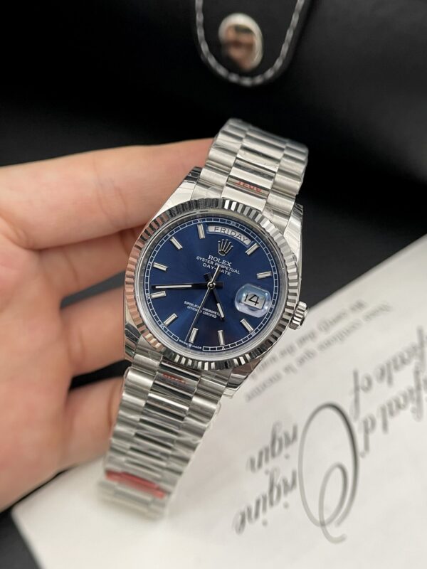 Replica Rolex Day-Date High Quality Replica Blue Dial Metal Strap EW Factory 40mm - Top Watch - Image 2