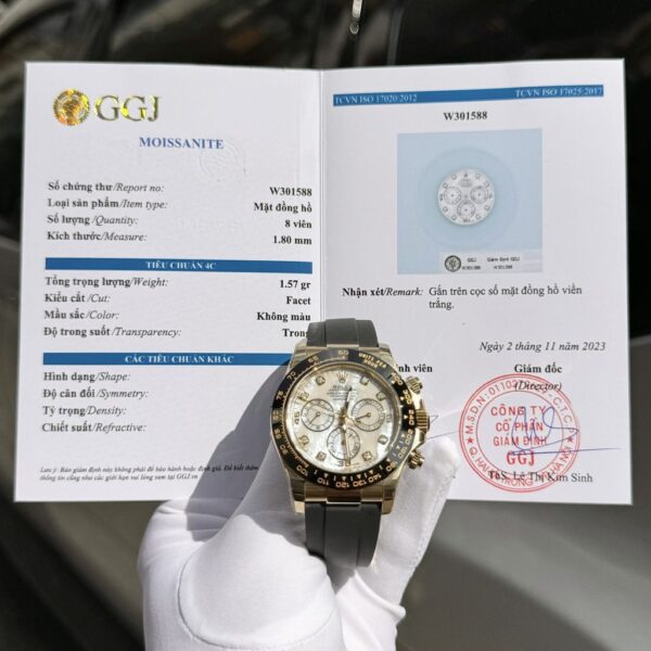 Replica Rolex Daytona 116518 White Mother of Pearl Dial Rep 11 Watch With Moissanite Diamond Clean Factory 40mm - Top Watch