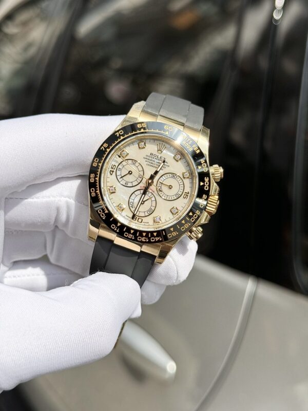 Replica Rolex Daytona 116518 White Mother of Pearl Dial Rep 11 Watch With Moissanite Diamond Clean Factory 40mm - Top Watch - Image 2