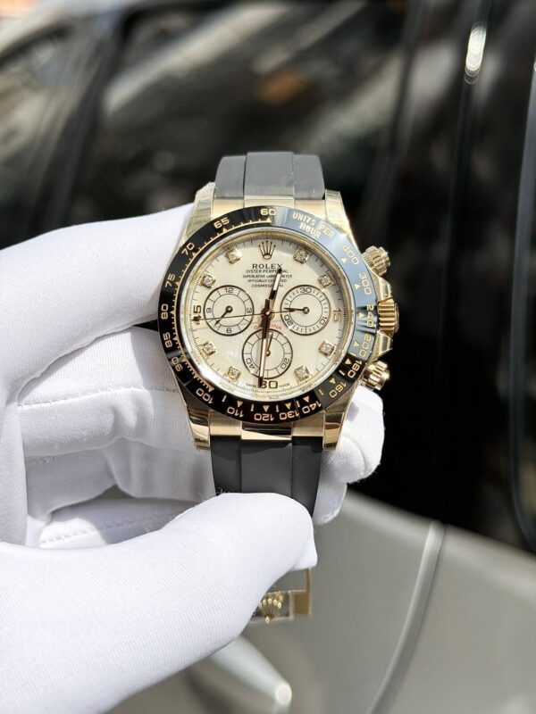 Replica Rolex Daytona 116518 White Mother of Pearl Dial Rep 11 Watch With Moissanite Diamond Clean Factory 40mm - Top Watch - Image 3