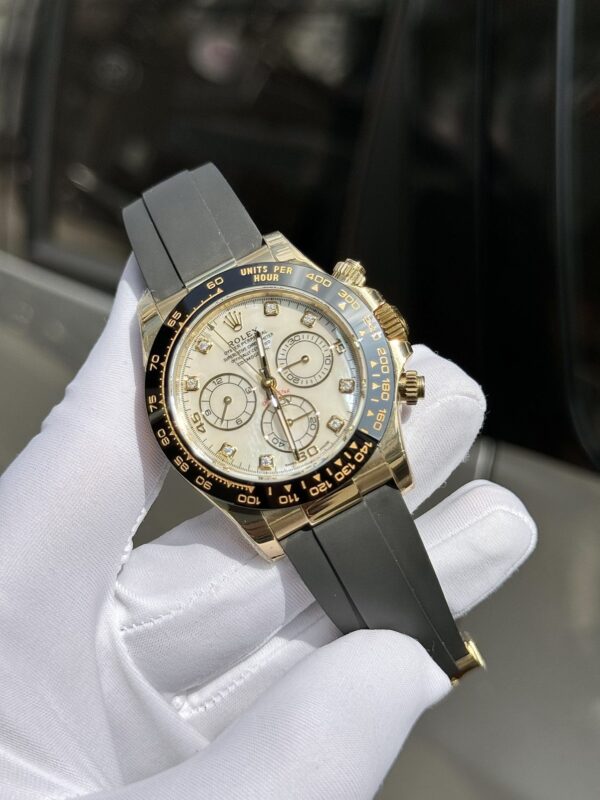 Replica Rolex Daytona 116518 White Mother of Pearl Dial Rep 11 Watch With Moissanite Diamond Clean Factory 40mm - Top Watch - Image 4