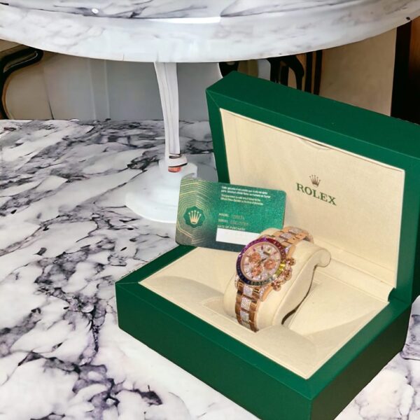 Replica Rolex Daytona Rainbow Replica Watch Gold Wrapped + Ruby + Moissanite Diamonds 40mm - Top Watch - Image 3