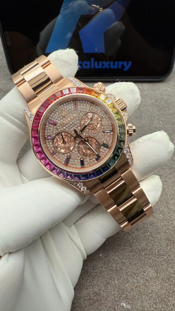 Replica Rolex Daytona Rainbow Yellow Block with Natural Diamonds 40mm - Top Watch - Image 3