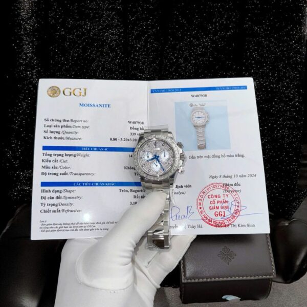 Swiss 1:1 Rolex Daytona Replica Watch Custom Moissanite Diamonds Baguette Hong Kong 40mm - Top Watch